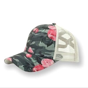 Camo Floral Criss Cross Pony Cap
